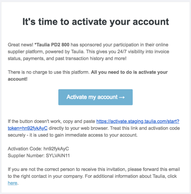 activation e-mail